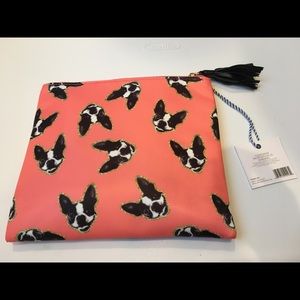 Tartan and Twine French Bulldog Coral Makeup Pouch